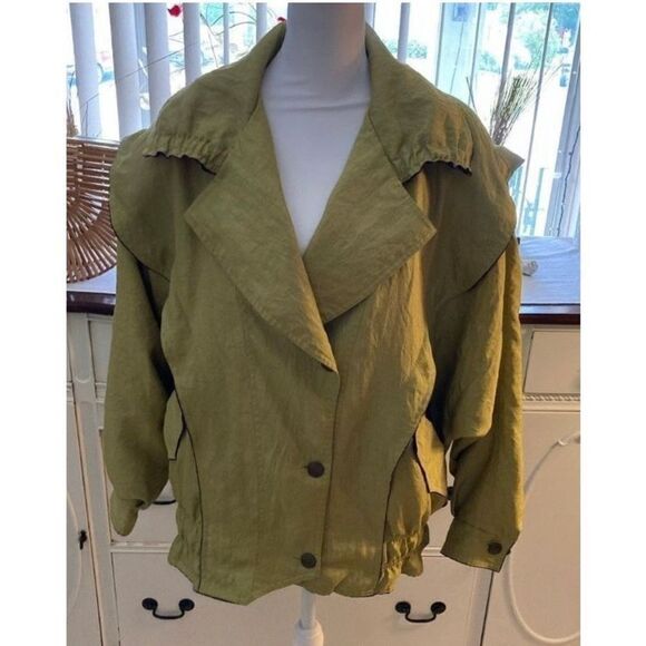 Portrait Women's Button Down Jacket Blazer Button Down V Neck Green Size Medium - Picture 4 of 8
